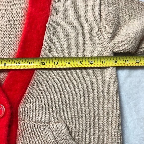 Juicy Couture Angora Trim Knit Beige/Red Cardigan Y2K Size Sm/Md - Picture 7 of 10